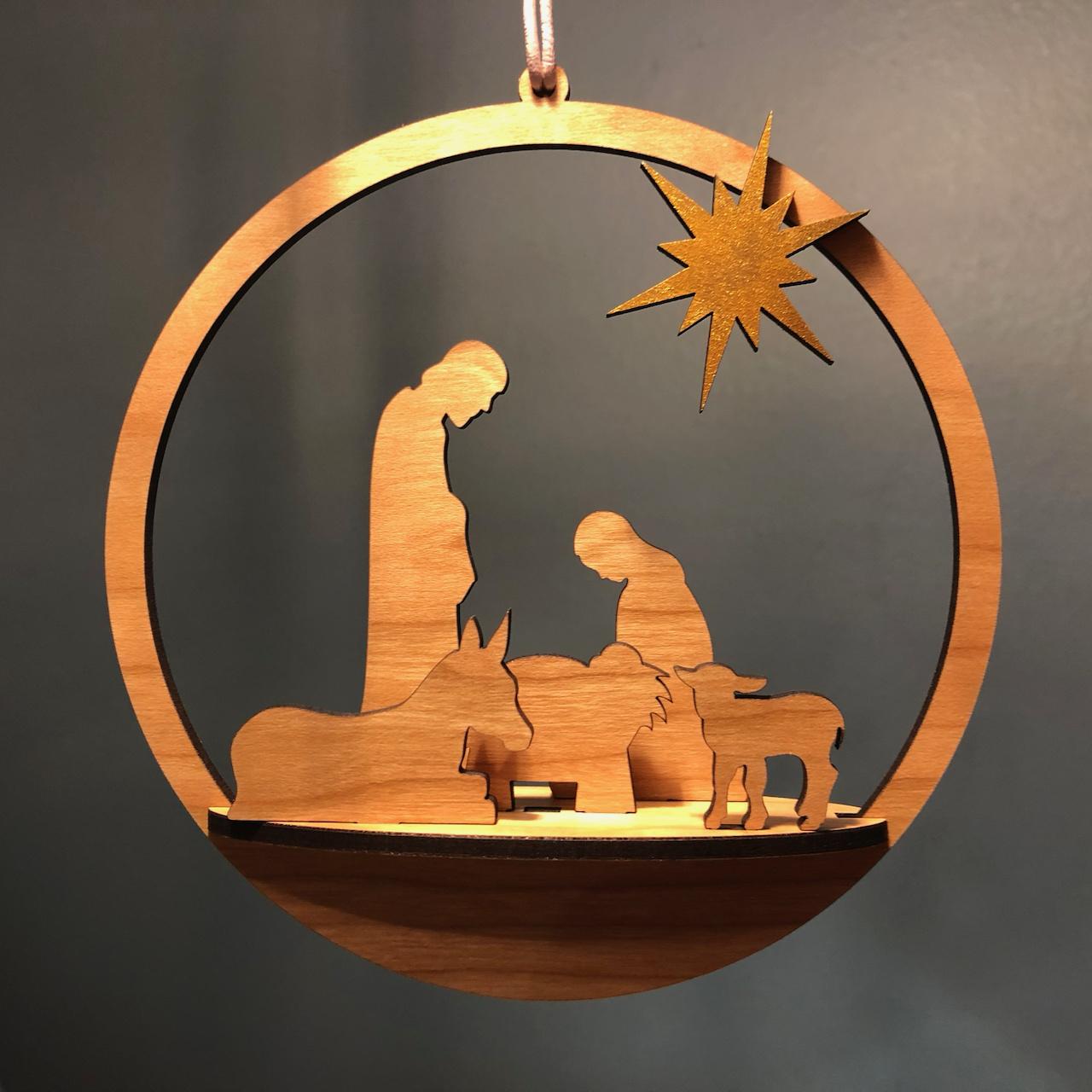Download Laser Cut Merry Christmas Nativity Ornament SVG File ...