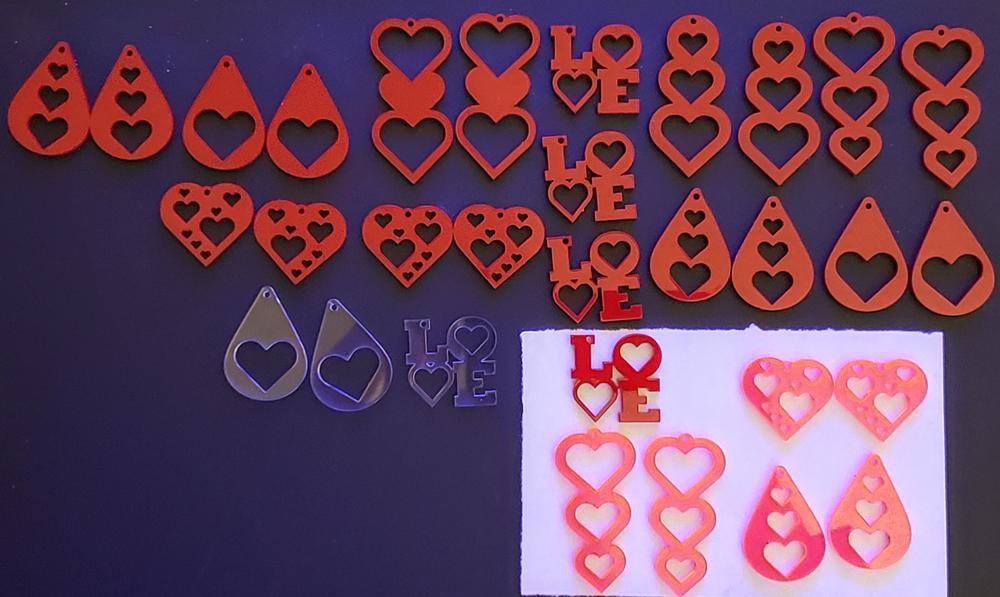 Laser Cut Valentines Earrings Template PDF File - Designs CNC Free