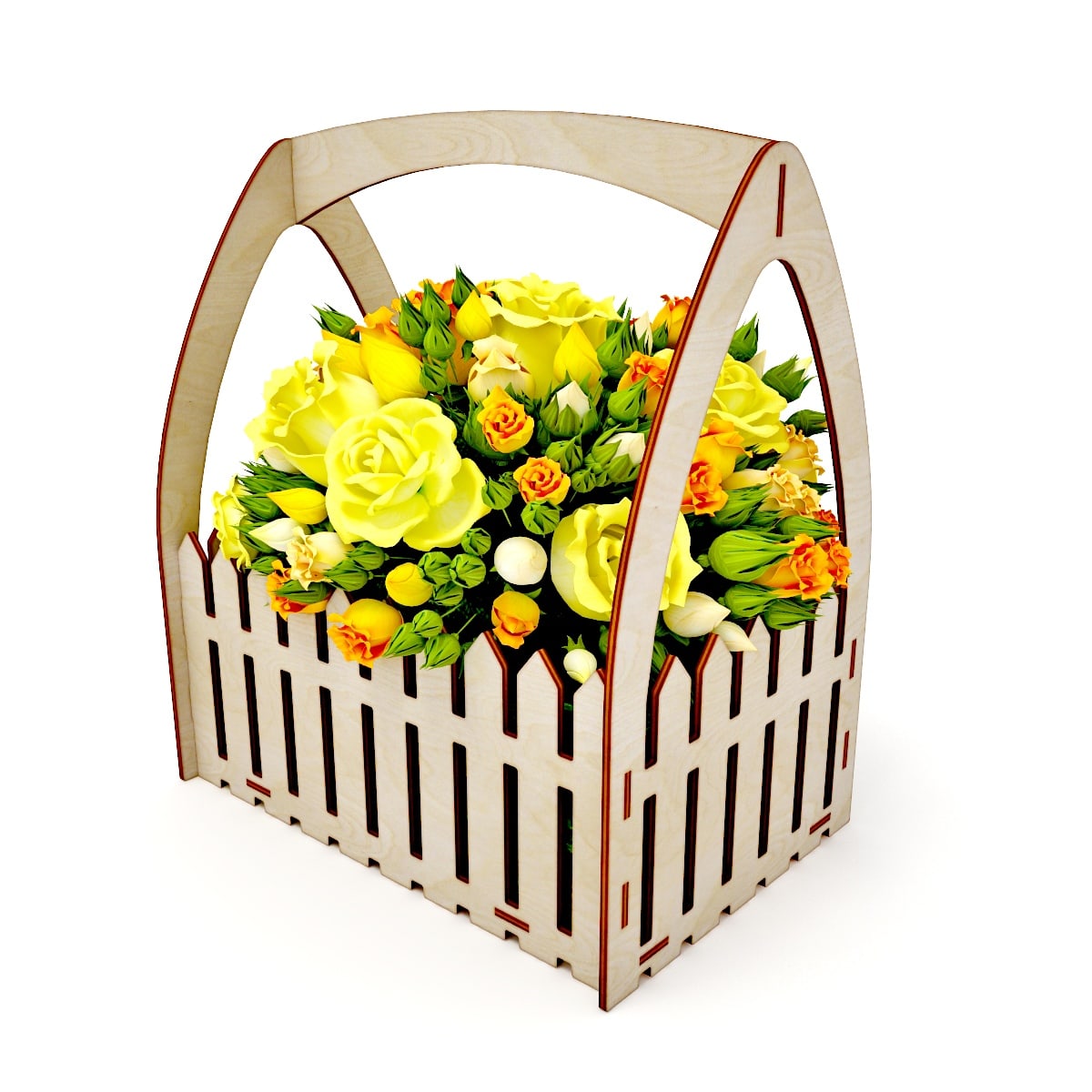Download Laser Cut Wooden Fence Flower Basket Free Vector - Designs ...