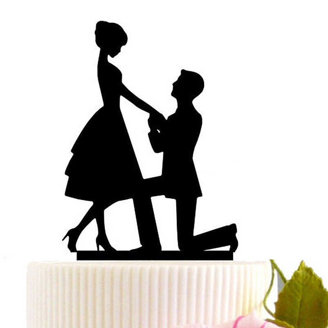 Download Laser Cut Kneel To Propose Wedding Cake Topper Free Vector ...