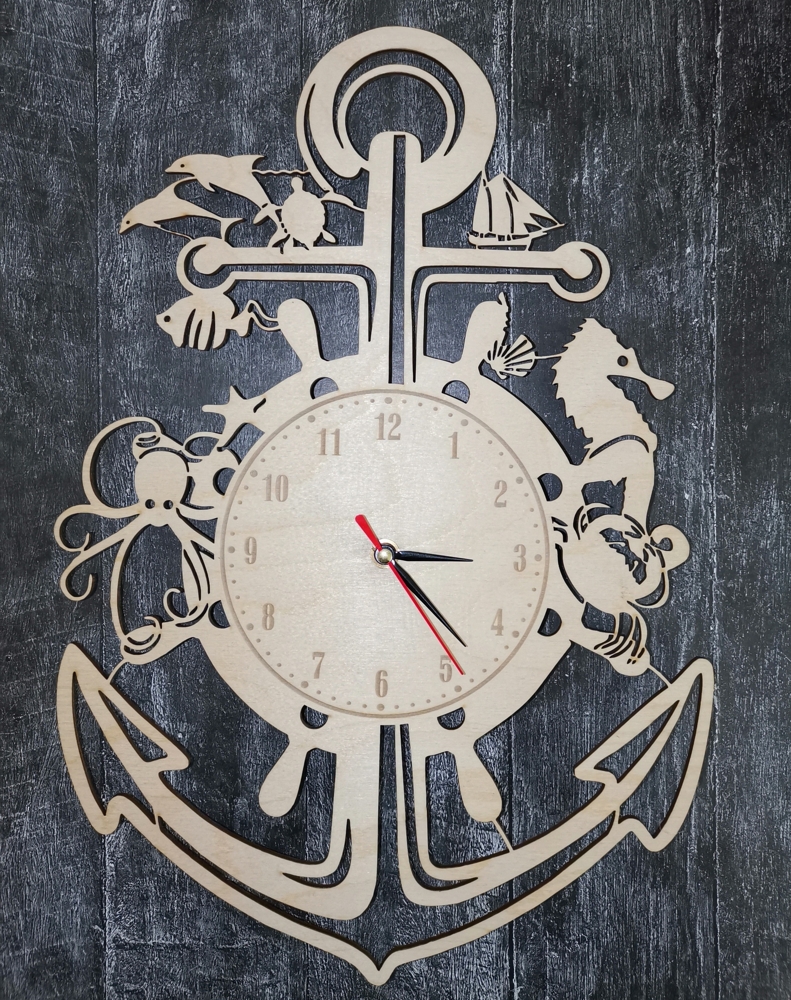 Download Laser Cut Nautical Wall Clock Free Vector - Designs CNC ...