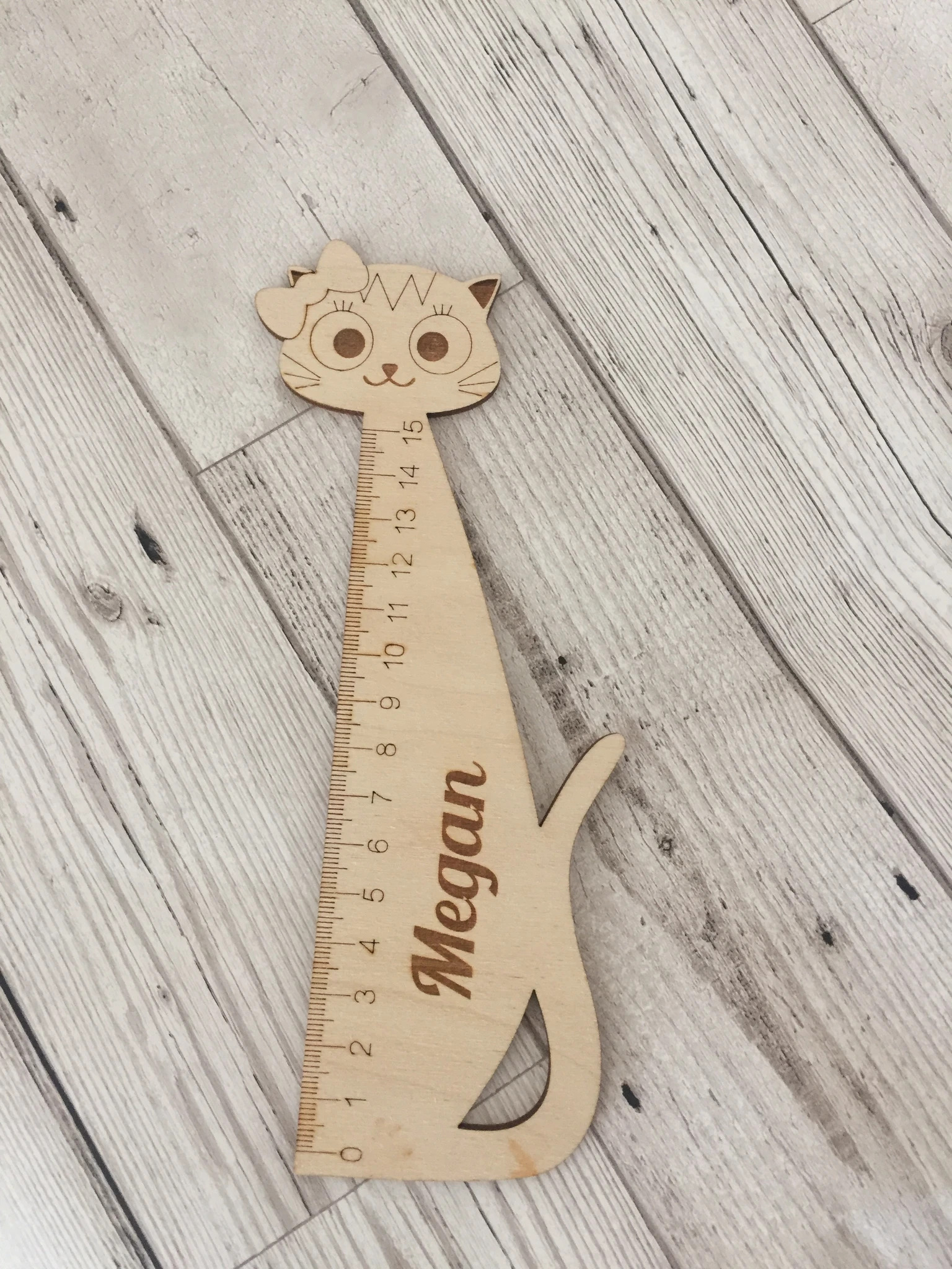 Laser Cut Personalised Wooden Ruler Cat Shape Free Vector - Designs CNC