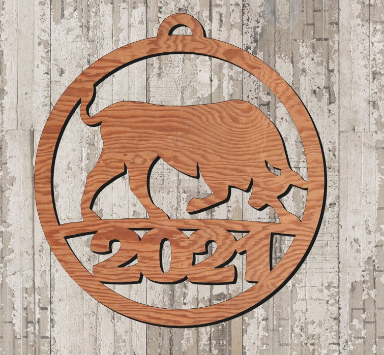 Download Laser Cut Year Of Bull 2021 Wooden Pendant Free Vector ...