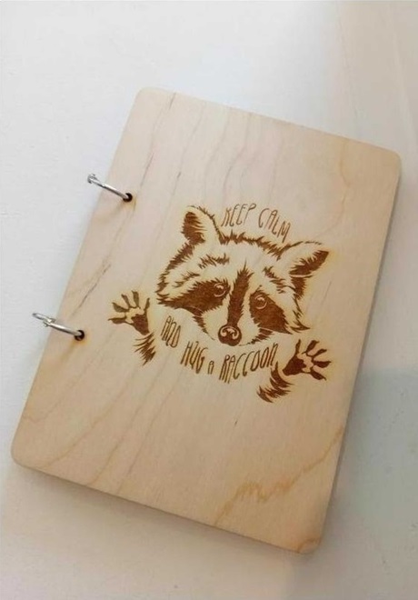 Laser Engraving Raccoon On Notebook DXF File - Designs CNC Free Vectors