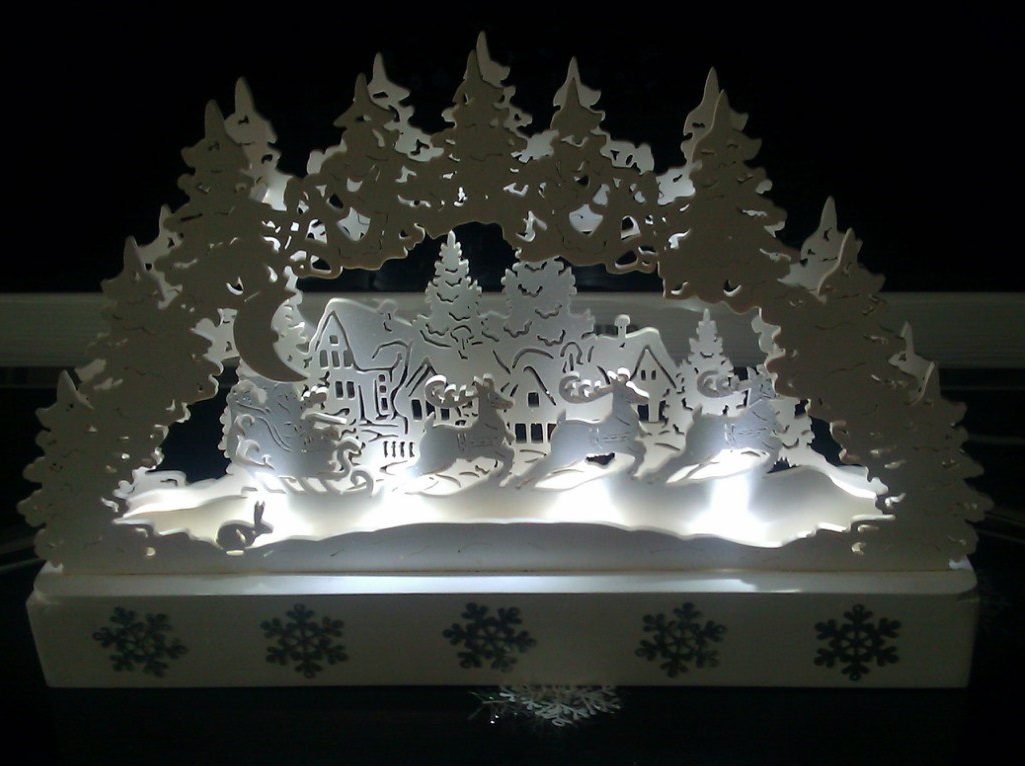 Laser Cut Christmas Scene Decorations Night Lamp Holiday Decorations