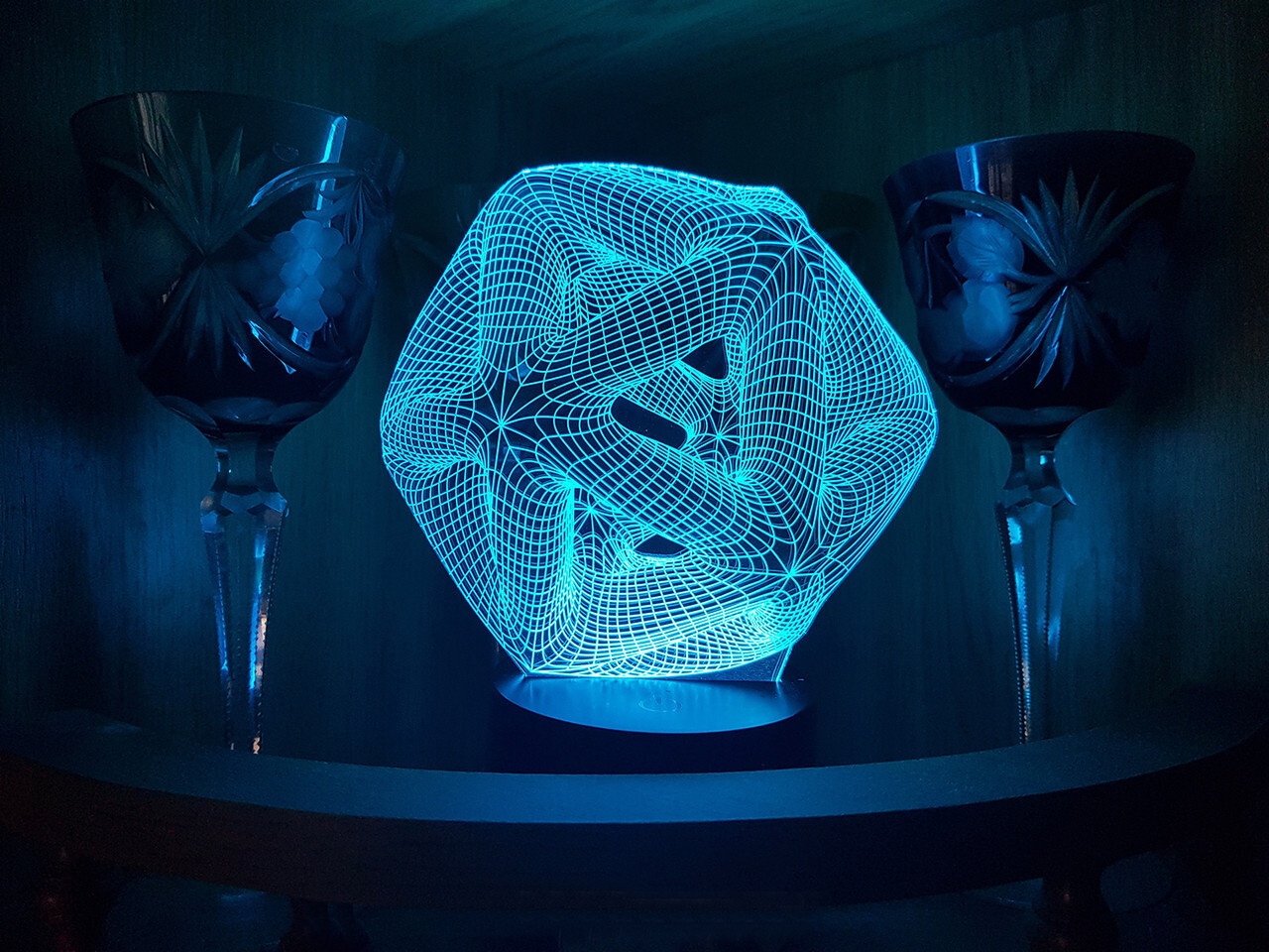 Laser Cut Icosahedron 3D Night Light Acrylic Optical Illusion Lamp Free Vector Designs CNC