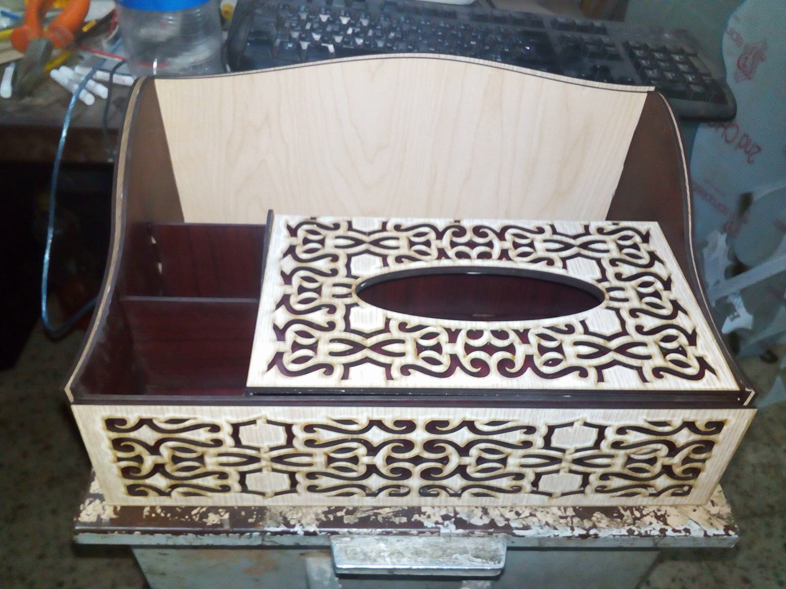 Laser Cut Organizer With Tissue Box Free Vector - Designs CNC Free