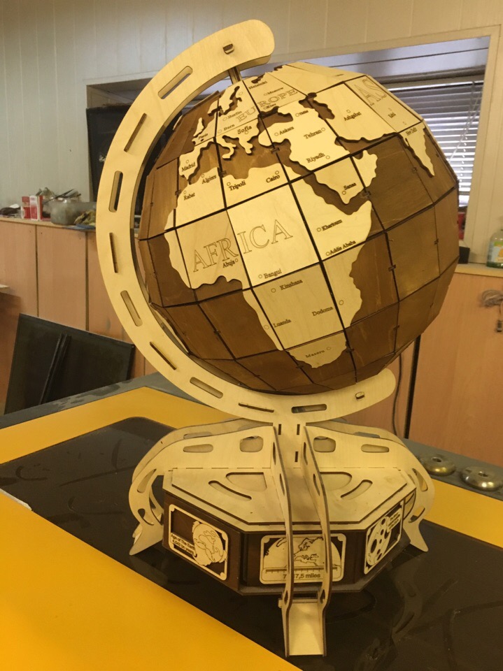 Laser Cut Wooden 3D Globe Model Free Vector - Designs CNC Free Vectors