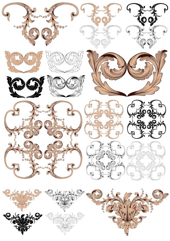 Vintage Baroque Ornaments Free Vector - Designs CNC Free Vectors For ...